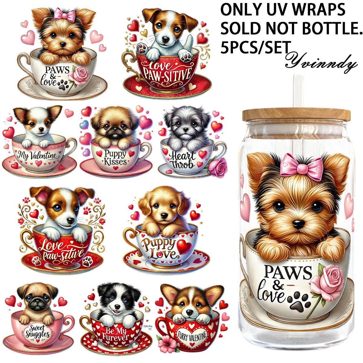5Pcs/Set Valentines Puppy 16OZ – Rdta Tank Glass Bewertung und Preis