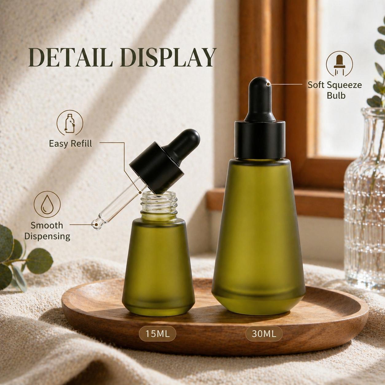 15ml 30ml Frosted Olive Green  – Juice Bottle Dropper Bewertung und Preis